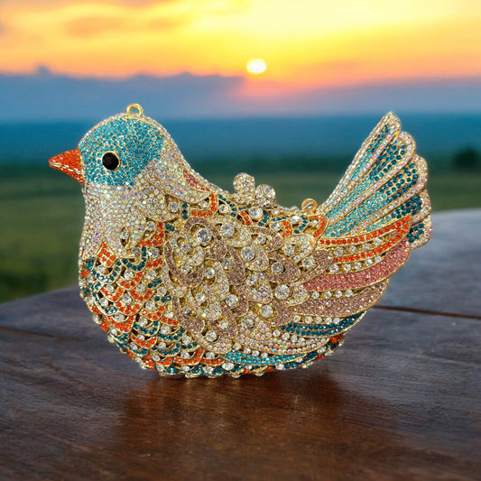 Bird crystal evening clutch